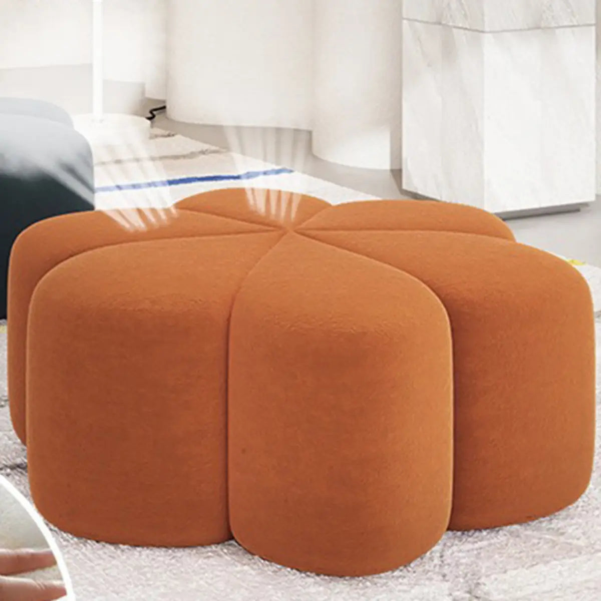 Orange Flower Flannel Medium Sponge Seat Ottomans Image - 4