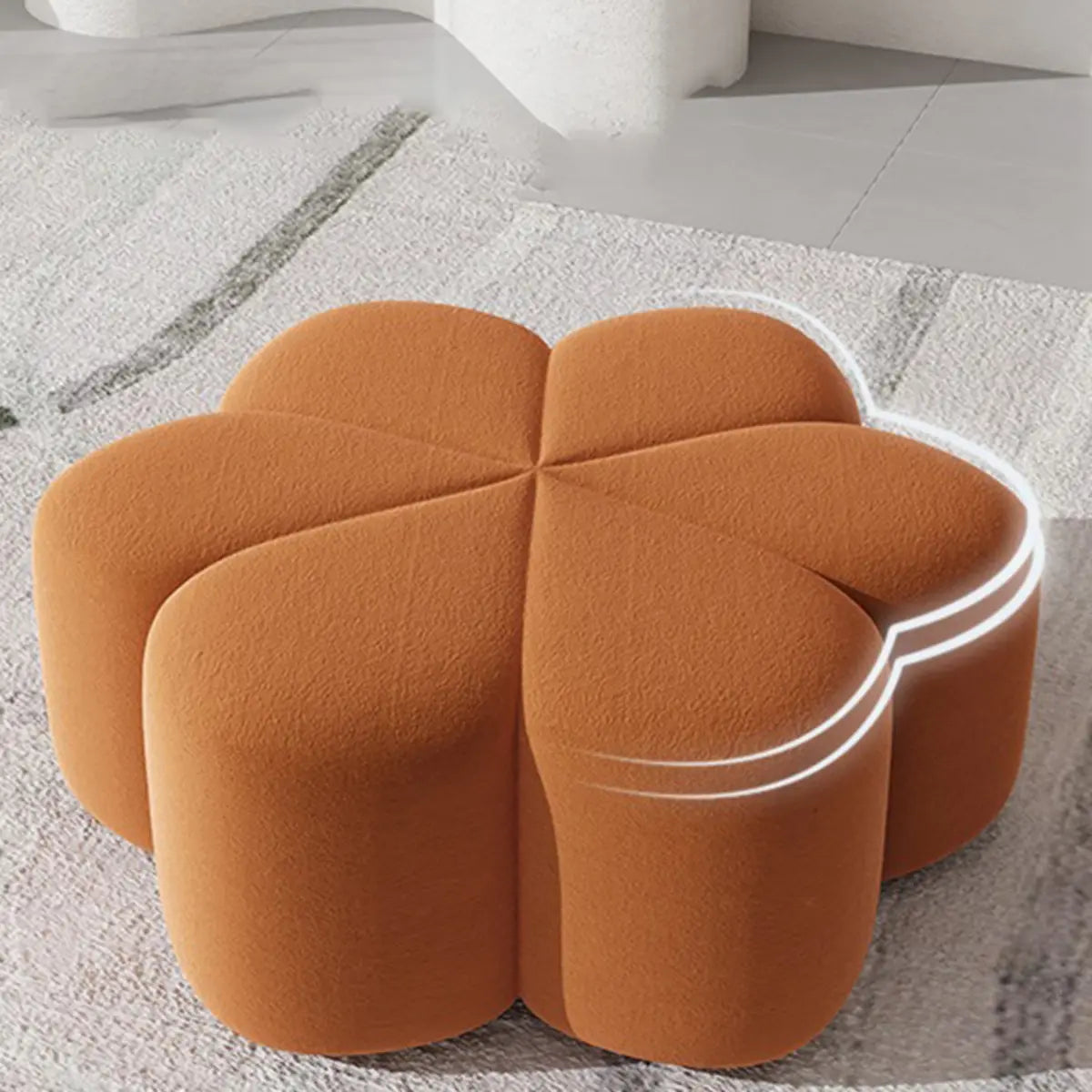 Orange Flower Flannel Medium Sponge Seat Ottomans Image - 7