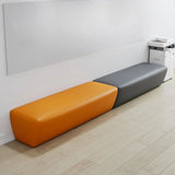 Orange Grey Armless Wooden Frame Upholstered Bench Image - 1