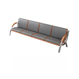 Orange-Grey Faux Leather Metal Silver Frame Sofa Image - 7