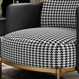 Orange Houndstooth Pillow Back Four Legs Arm Chair Image - 11