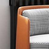 Orange Houndstooth Pillow Back Four Legs Arm Chair Image - 13