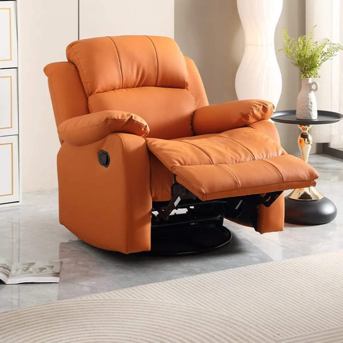 Orange Lockable Back Electric Relax Swivel Recliner Image - 3