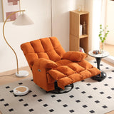 Orange Plaid Plush Swivel Base Armrest Recliner Chair Image - 1