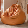 Orange Portable Round Leather Lounge Bean Bag Chair Image - 7