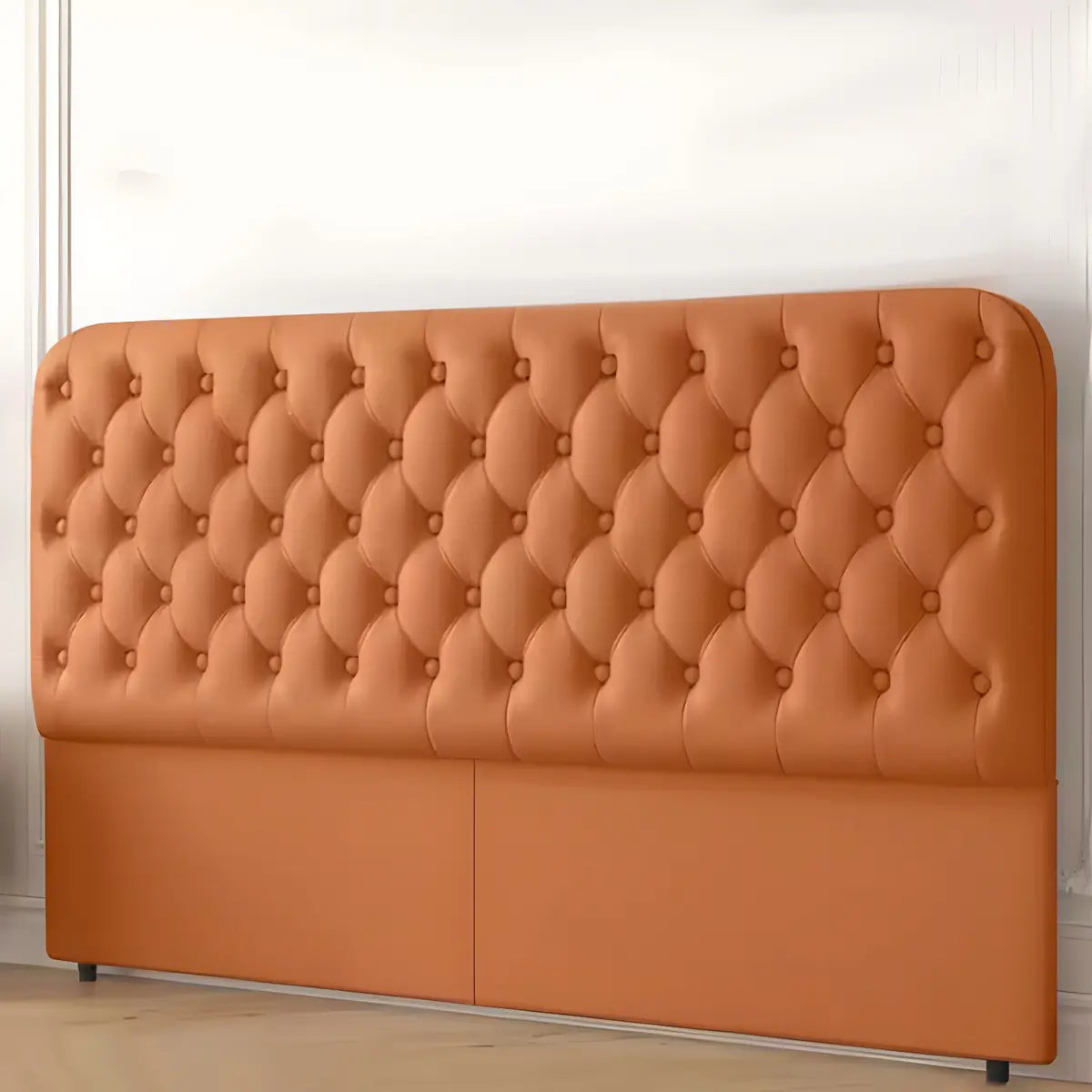 Orange Rectangular Tufted Upholstered Headboard Image - 1