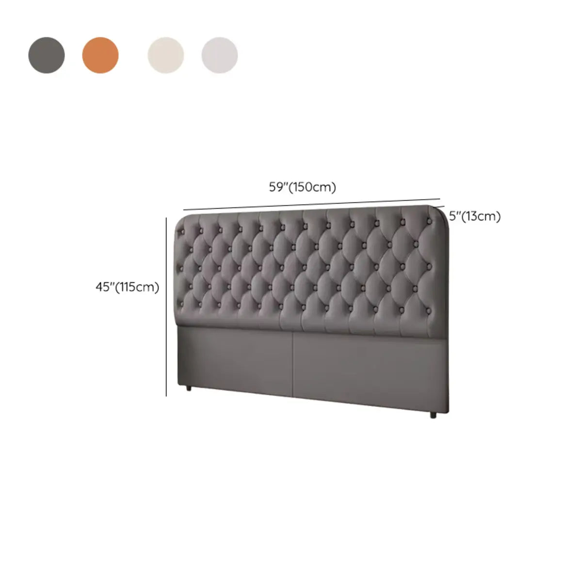 Orange Rectangular Tufted Upholstered Headboard 