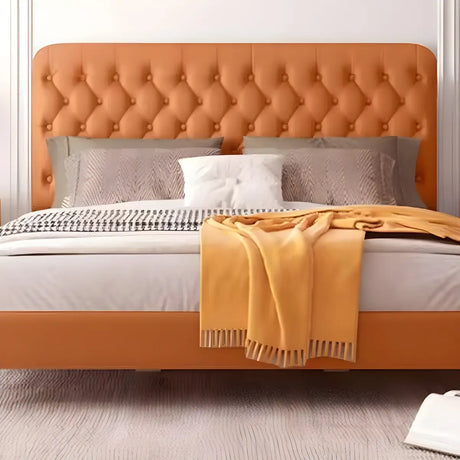 Orange Rectangular Tufted Upholstered Headboard Image - 8