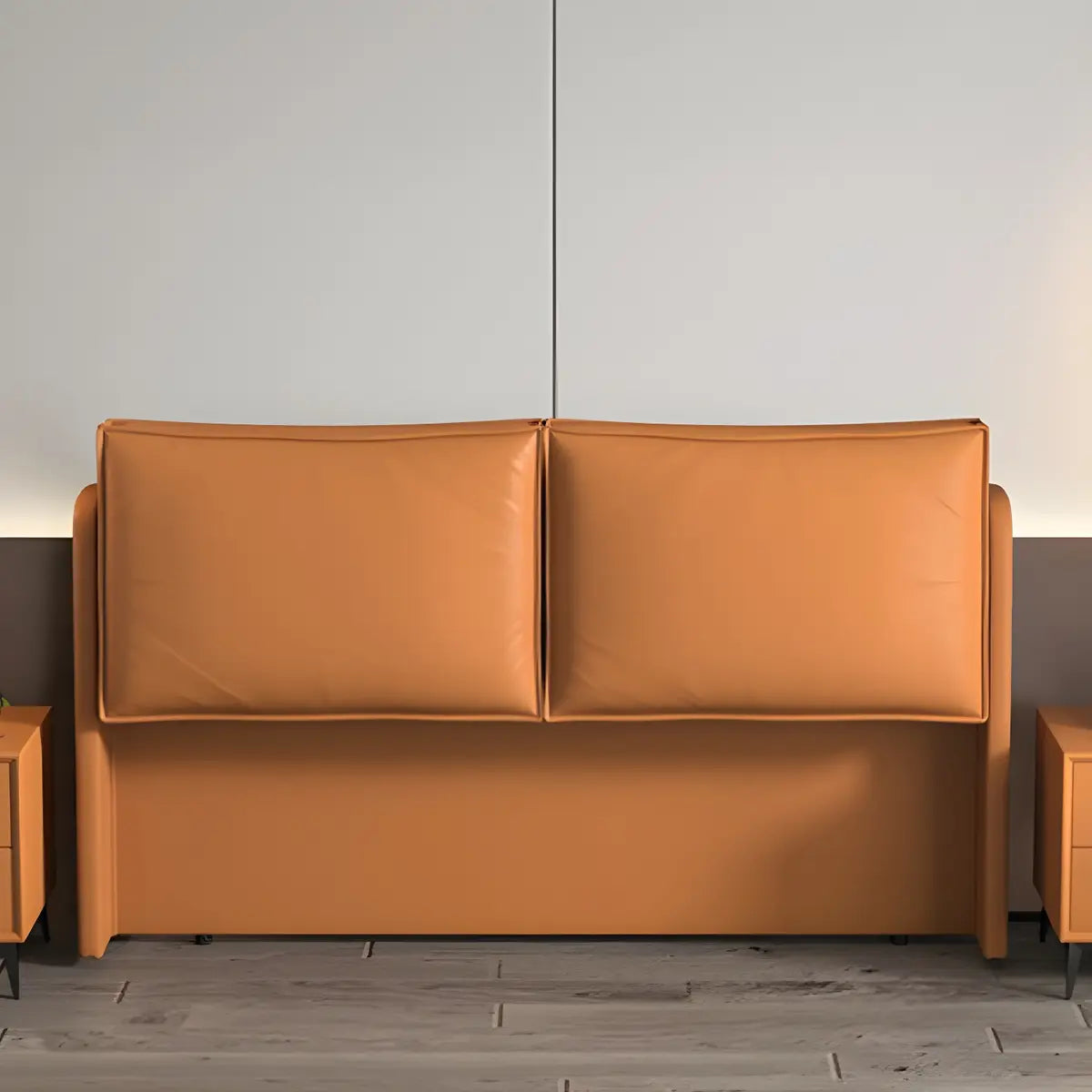 Orange Rectangular Upholstered Wingback Headboard Image - 1