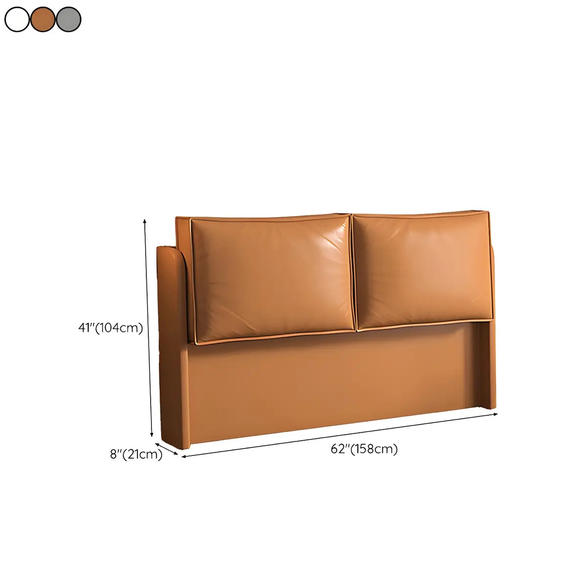 Orange Rectangular Upholstered Wingback Headboard 