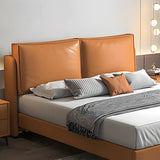 Orange Rectangular Upholstered Wingback Headboard Image - 4