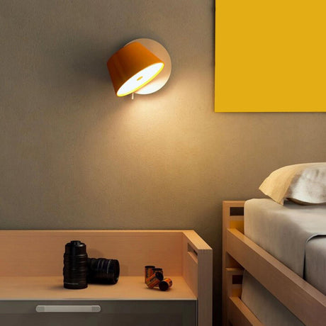 Orange Rotatable Geometric Bedside LED Wall Sconce Image - 1