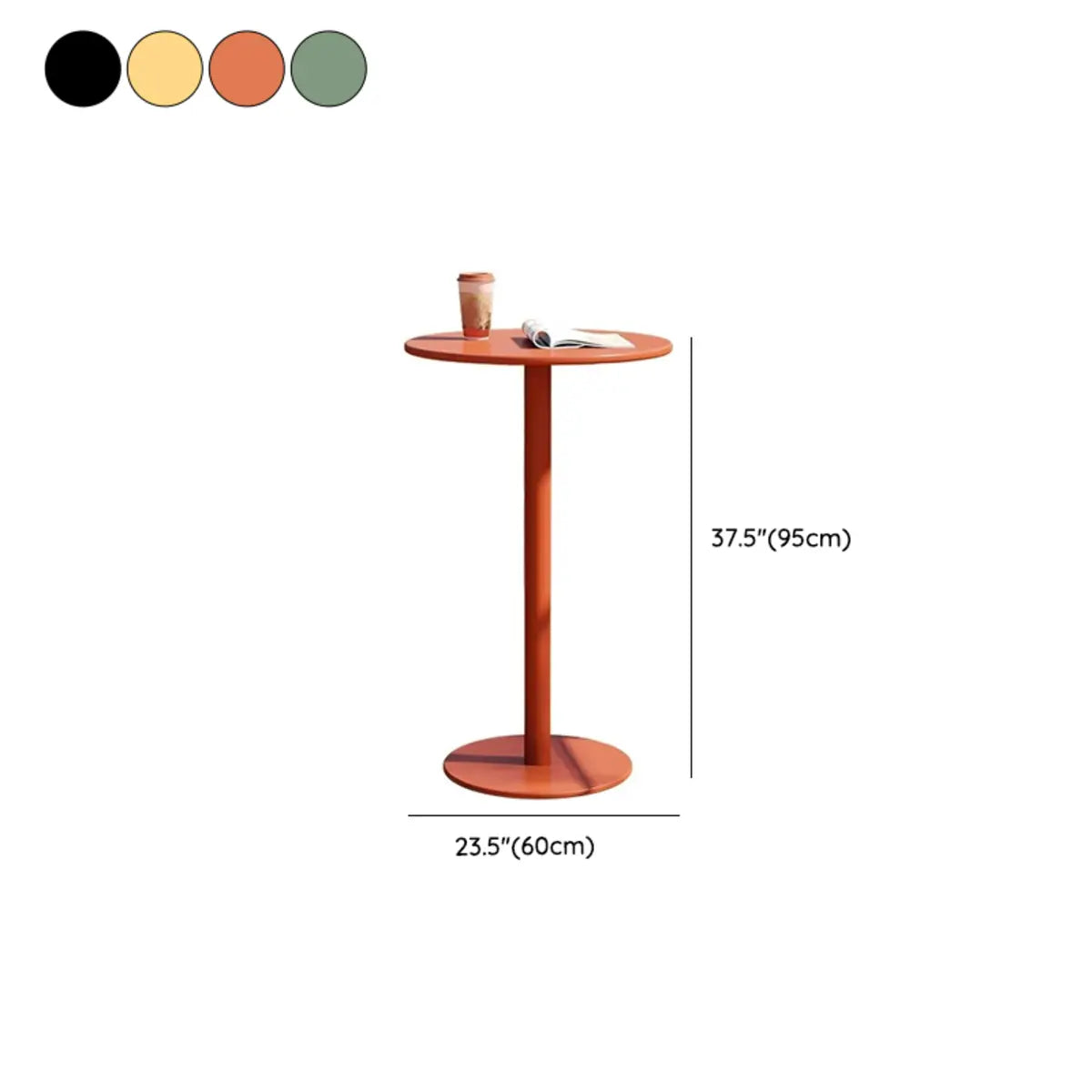 Orange Round Alloy Compact Fixed Bar Set with Stools 