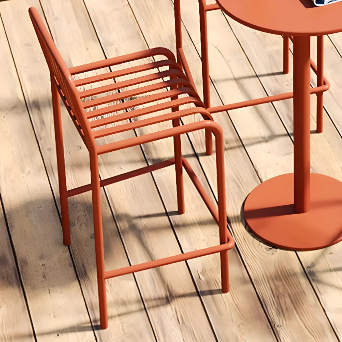 Orange Round Alloy Compact Fixed Bar Set with Stools Image - 4