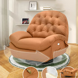 Orange Round Faux Leather Electric Recliner with USB Image - 7