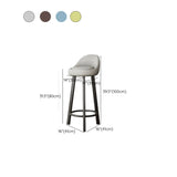 Orange Round Low-Back Velvet Bar Stool with Footrest Image - 60