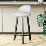 Orange Round Low-Back Velvet Bar Stool with Footrest Image - 25