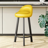 Orange Round Low-Back Velvet Bar Stool with Footrest Image - 26