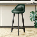 Orange Round Low-Back Velvet Bar Stool with Footrest Image - 28