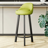 Orange Round Low-Back Velvet Bar Stool with Footrest Image - 51