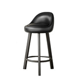 Orange Round Low-Back Velvet Bar Stool with Footrest Image - 9