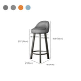 Orange Round Low-Back Velvet Bar Stool with Footrest Image - 56