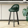 Orange Round Low-Back Velvet Bar Stool with Footrest Image - 10