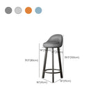 Orange Round Low-Back Velvet Bar Stool with Footrest Image - 57