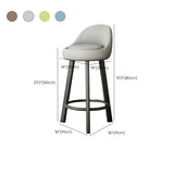 Orange Round Low-Back Velvet Bar Stool with Footrest Image - 58