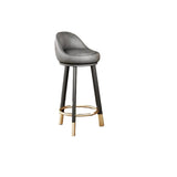 Orange Round Low-Back Velvet Bar Stool with Footrest Image - 12