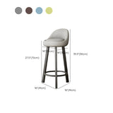 Orange Round Low-Back Velvet Bar Stool with Footrest Image - 59