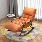 Orange Slipcover Upholstered Track Arms Rocking Chair Image - 4