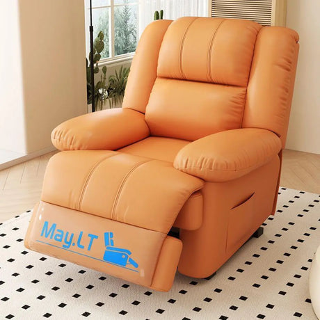 Orange Tech Cloth Single Rotating Base Relax Recliner Image - 1