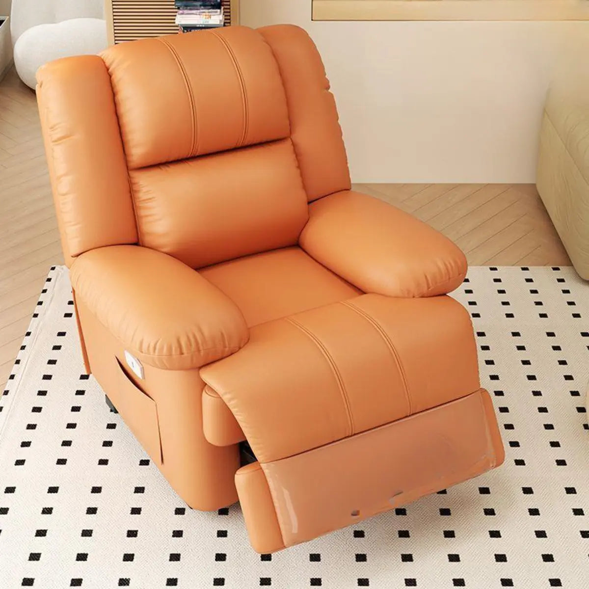 Orange Tech Cloth Single Rotating Base Relax Recliner Image - 15