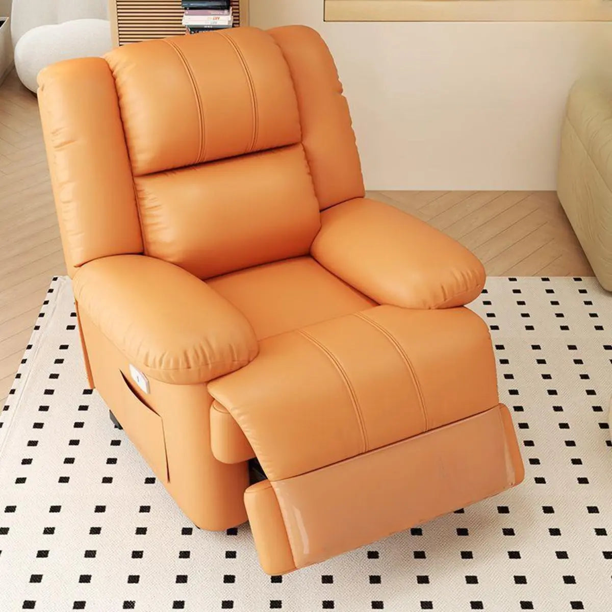 Orange Tech Cloth Single Rotating Base Relax Recliner Image - 17