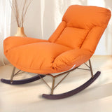 Orange Upholstered Metal Rocking Chair with Slipcover Image - 1