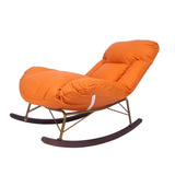 Orange Upholstered Metal Rocking Chair with Slipcover Image - 2