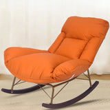 Orange Upholstered Metal Rocking Chair with Slipcover Image - 5