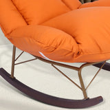 Orange Upholstered Metal Rocking Chair with Slipcover Image - 6