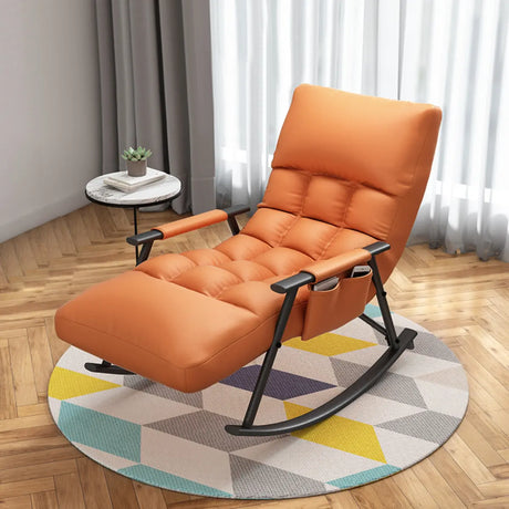 Orange Waterproof Metal Recessed Arm Rocking Chair Image - 1