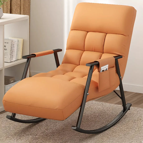 Orange Waterproof Metal Recessed Arm Rocking Chair Image - 2