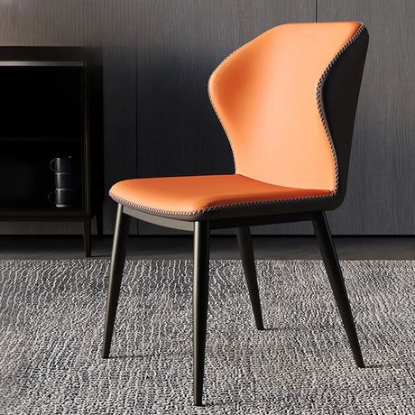 Orange Wingback Faux Leather Upholstered Dining Chair Image - 2