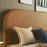 Orange Wooden Frame Upholstered Headboard with Legs Image - 7