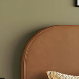 Orange Wooden Frame Upholstered Headboard with Legs Image - 8