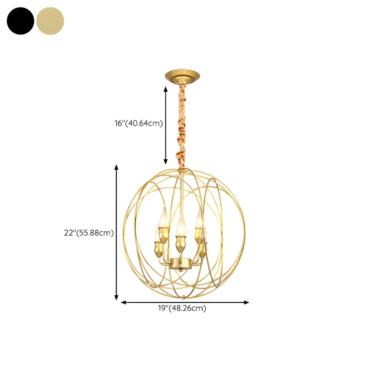 Orb Black Iron Candle Adjustable Height Foyer Chandelier Image - 17