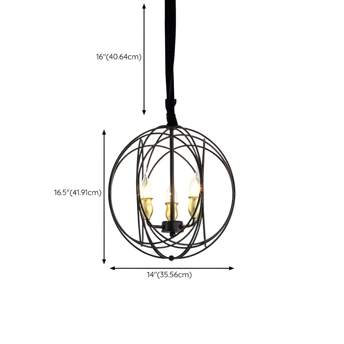 Orb Black Iron Candle Adjustable Height Foyer Chandelier Image - 18