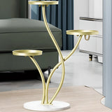 Orbicular 3-Tier Stone Floor Pedestal Plant Stand Gold Image - 2