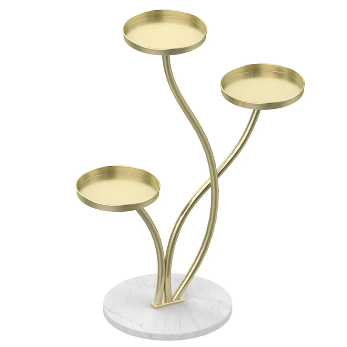 Orbicular 3-Tier Stone Floor Pedestal Plant Stand Gold Image - 5