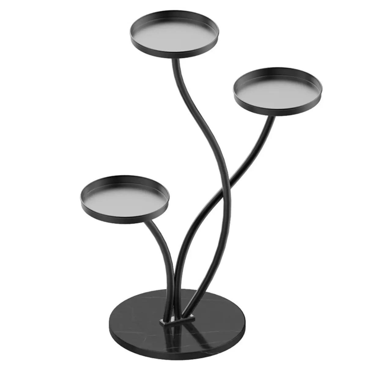 Orbicular 3-Tier Stone Floor Pedestal Plant Stand Gold Image - 9