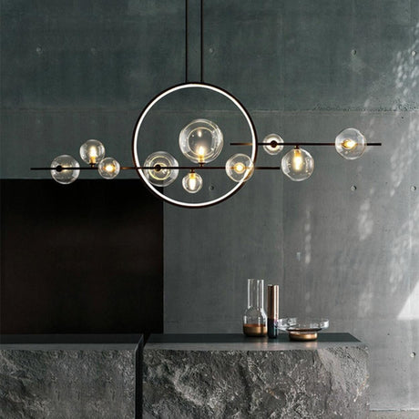 Orbital Glass Globe Kitchen Island Pendant Light Image - 1